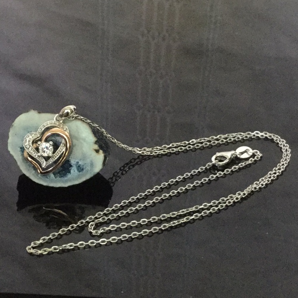 New18”SterlingSilverNecklace W/.925 Heart Pendant - Picture 4 of 8
